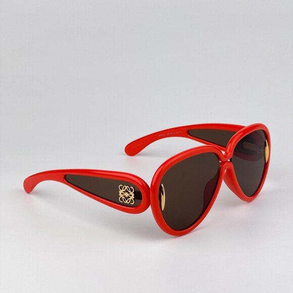 Loewe x Paula’s Ibiza Sunglasses – Orange Pilot Frame Brown Lenses LW40132I 42E - Picture 5 of 11
